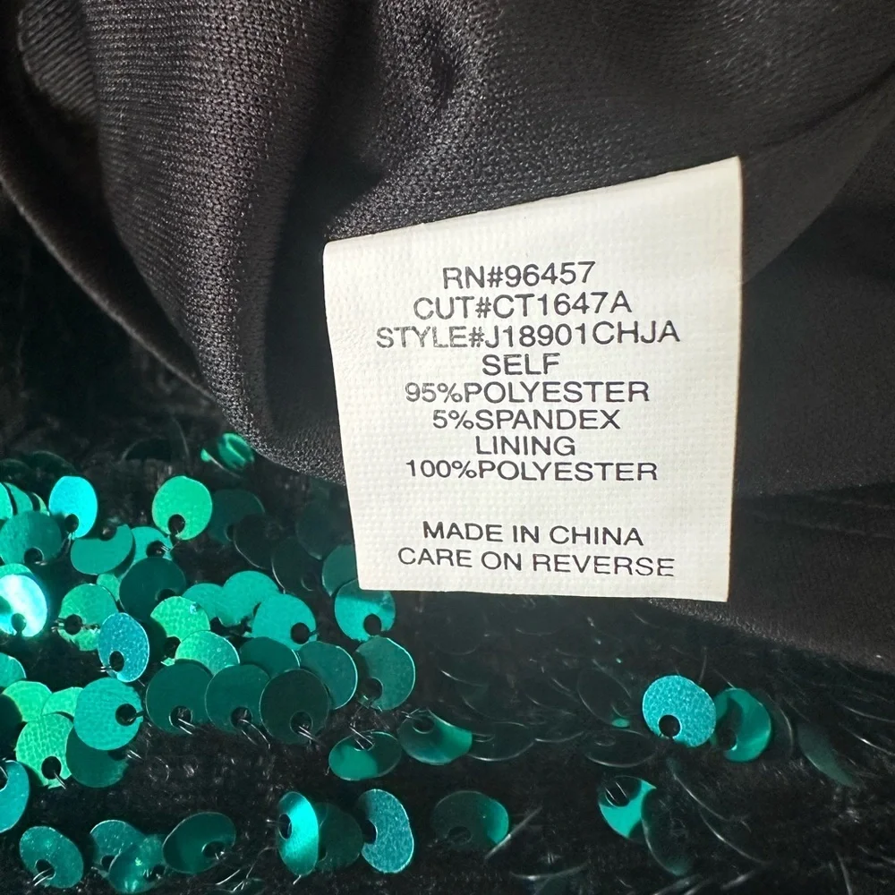 LOVE ON A HANGER Green & Silver Sequins Holiday 2 Pc Mini Cocktail Dress Medium - Picture 6 of 7